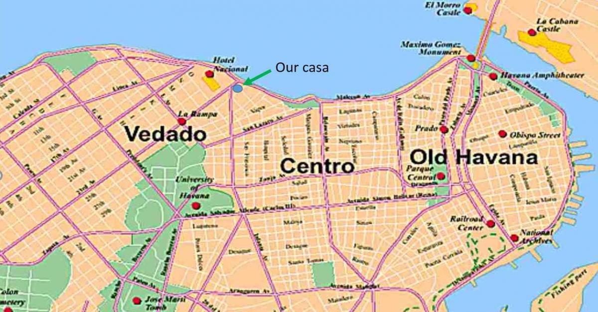 kartta Havana Kuuba naapurustossa