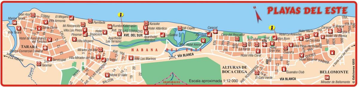kartta playa del este Kuuba