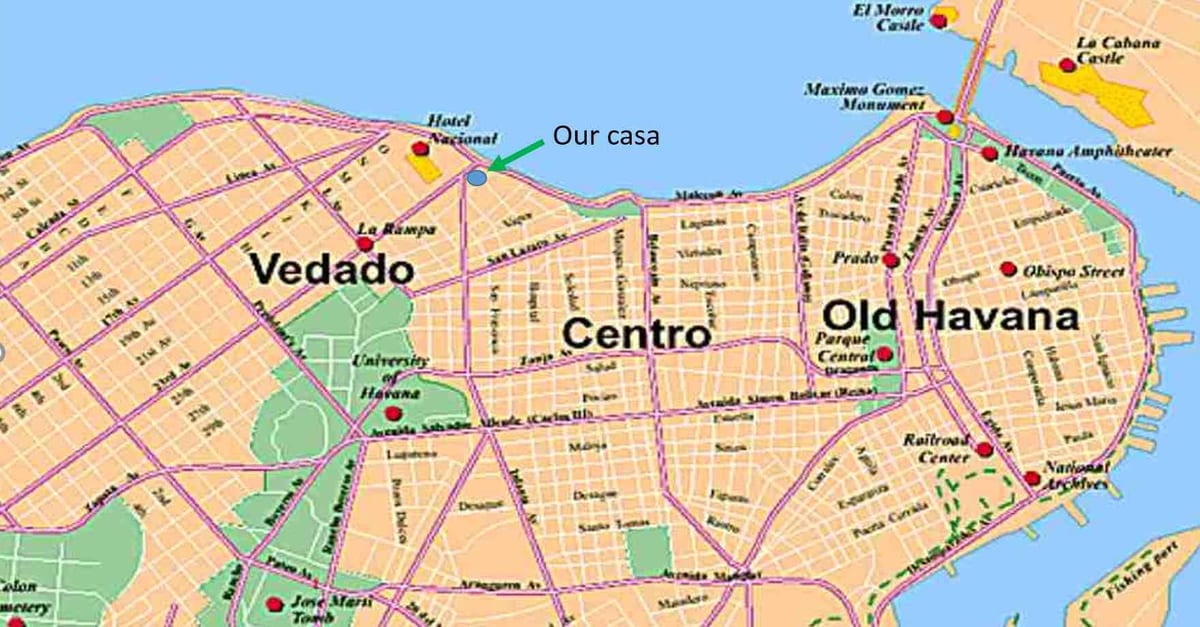 kartta vedado Havana Kuuba