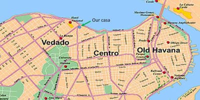 Kartta vedado Havana Kuuba